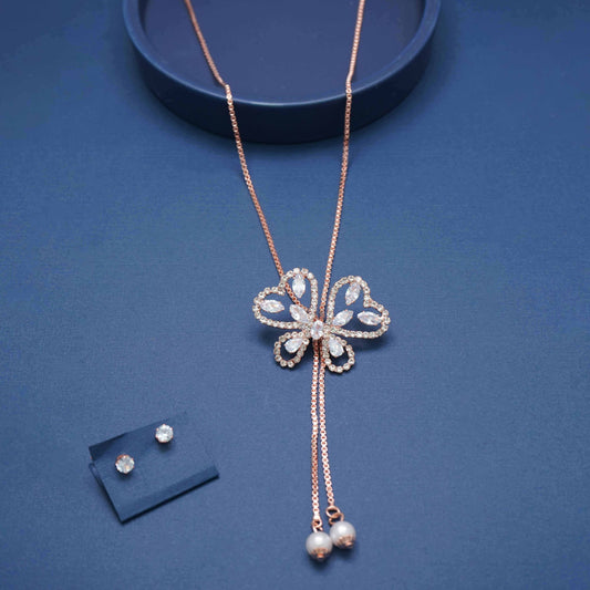Butterfly Shape Ad Diamond Stone Studs Designer Necklace Set For Women By Ramdev Art Fashion Jewellery