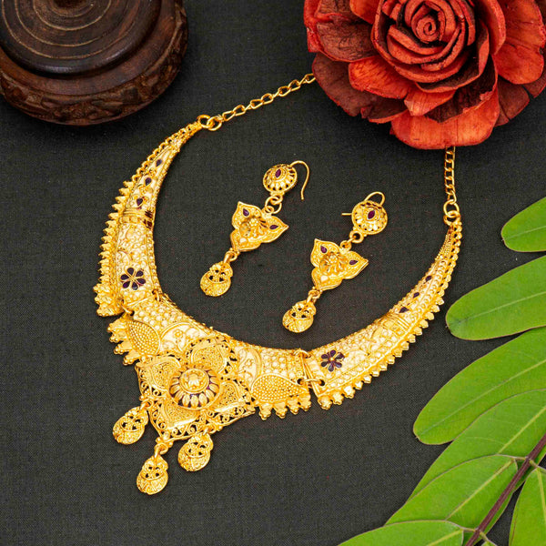 Stylish and Stunning Brass Gold Plated Jewellery Set For Women and Girls