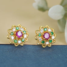 Stylish AD Diamond Gold-Plated Studs For Women and Girls