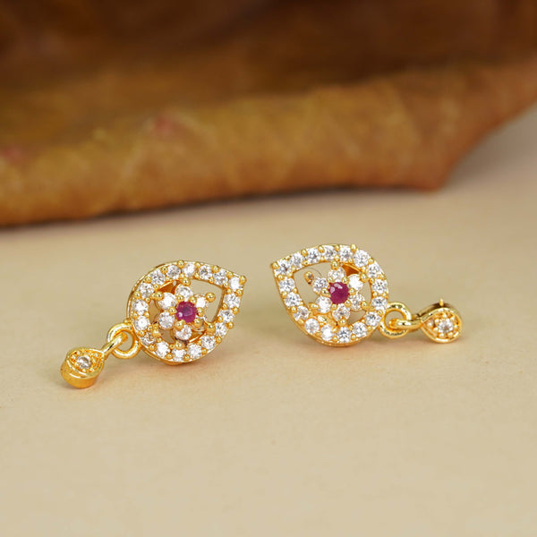 Stylish AD Diamond Gold-Plated Studs For Women and Girls