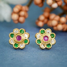 Stylish AD Diamond Gold-Plated Studs Earrings For Women