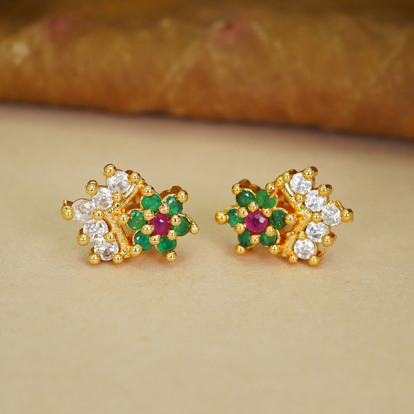 Gold-Plated AD Diamond Fashion Studs Earrings For Women