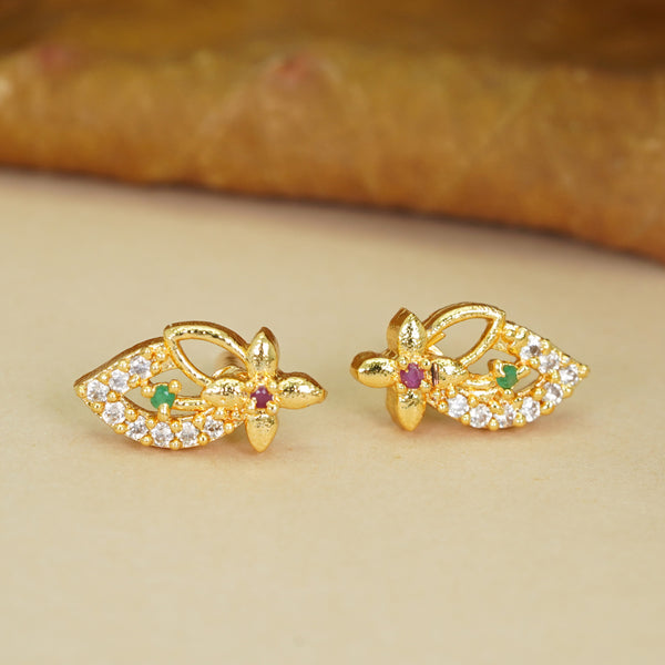 Fashion-Forward Gold-Plated AD Diamond Studs Earrings For Women