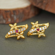 Polished Gold-Plated AD Diamond Earrings