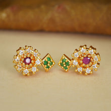 Glamorous Golden AD Diamond Studs Earrings For Women and Girls