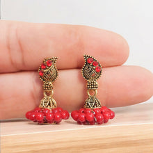 Handmade Oxidized Red Pearl Stud Earrings for Women and Girls