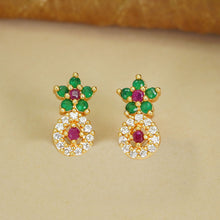 Golden Glamour AD Diamond Studs Earrings For Women and Girls