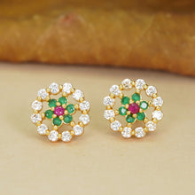 Stylish Gold-Plated AD Diamond Sparkle Studs For Women