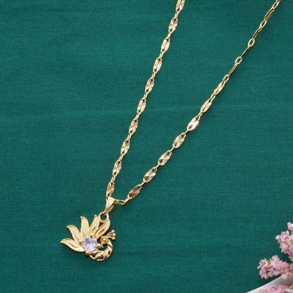 Elegant Brass Necklace Pendant with 22K Gold Plating and Diamond Studs