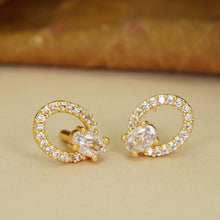 Polished Gold-Plated AD Diamond Earrings For Women and Girls