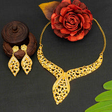 Delightful Gold Plated AD Collar Necklace Set For Women and Girls