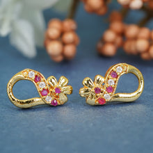 Golden Sparkle AD Diamond Studs Earrings For Women and Girls