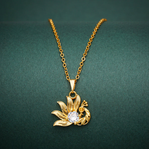 Peacock Shape 22K Gold Pendant Necklace Chain For Women and Girls