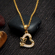 Heart and Butterfly 22K Gold Plated Necklace Chain For Women and Girls