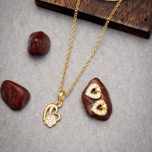 Daily Wear Heart Shape Gold Plated Necklace Chain Set Along With Earring For Women and Girls