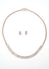 AD diamond Studs Rose Gold Plated Necklace Set For Women and Girls