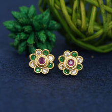 Stylish AD Diamond Gold-Plated Studs Earrings For Women