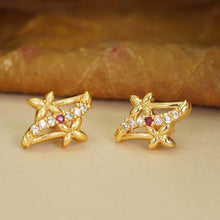 Polished Gold-Plated AD Diamond Earrings