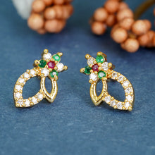 Fashion Glam AD Diamond Brass Gold Plated Studs Earrings For Women and Girls