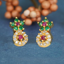 Golden Glamour AD Diamond Studs Earrings For Women and Girls