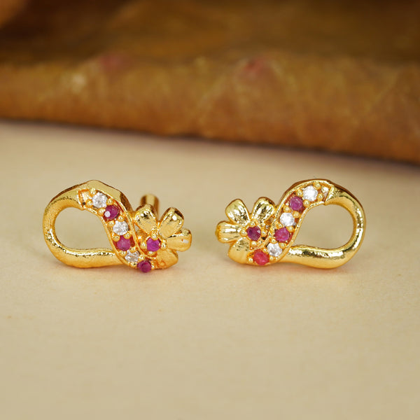 Golden Sparkle AD Diamond Studs Earrings For Women and Girls