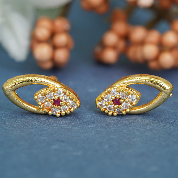 Graceful Gold-Plated AD Diamond Studs For Women and Girls