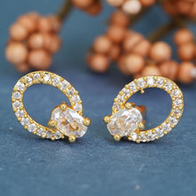 Polished Gold-Plated AD Diamond Earrings For Women and Girls