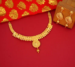 Stylish and Trendy Copper Gold Plated Necklace Set For Women and Girls