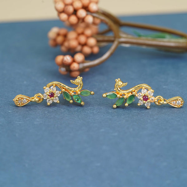 Stunning AD Diamond Gold-Plated Studs