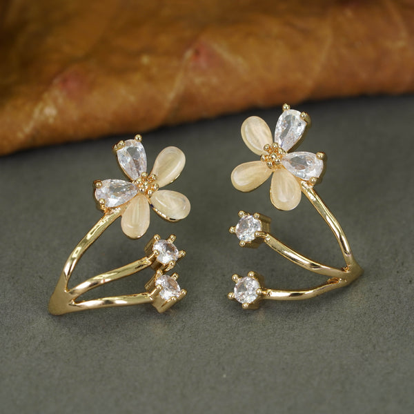 Stylish Rose Gold Plated Stud Earrings with American Diamonds