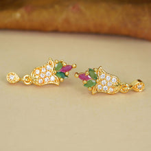 Charming Gold-Plated AD Diamond Earrings