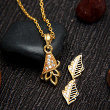 Charming and Trendy Gold Plated Necklace Chain Pendant For Women and Girls With Earrings