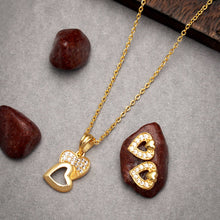 Share your Heart With This Charming Heart Gold Plated Necklace Chain For Women and Girls Along With Earrings