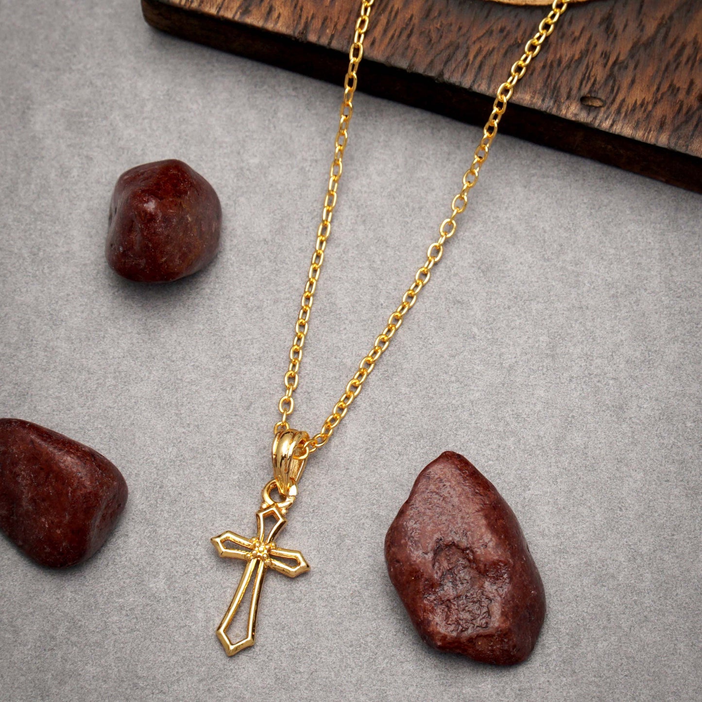 Trendy Cross Sign Gold Plated Necklace for Women and Girls