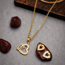 Elegance and Charming Heart Shape Gold Plated Necklace chain For Women and Girls With Earrings