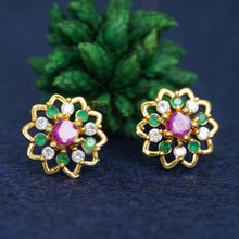 Stylish AD Diamond Gold-Plated Studs For Women and Girls