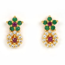 Golden Glamour AD Diamond Studs Earrings For Women and Girls