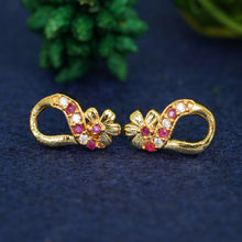 Golden Sparkle AD Diamond Studs Earrings For Women and Girls