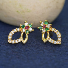 Fashion Glam AD Diamond Brass Gold Plated Studs Earrings For Women and Girls