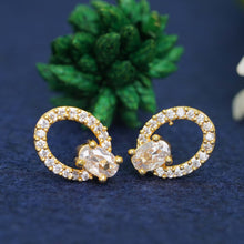 Polished Gold-Plated AD Diamond Earrings For Women and Girls