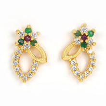 Fashion Glam AD Diamond Brass Gold Plated Studs Earrings For Women and Girls