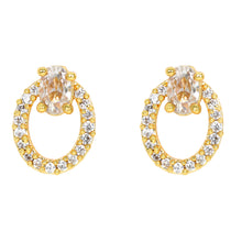 Polished Gold-Plated AD Diamond Earrings For Women and Girls