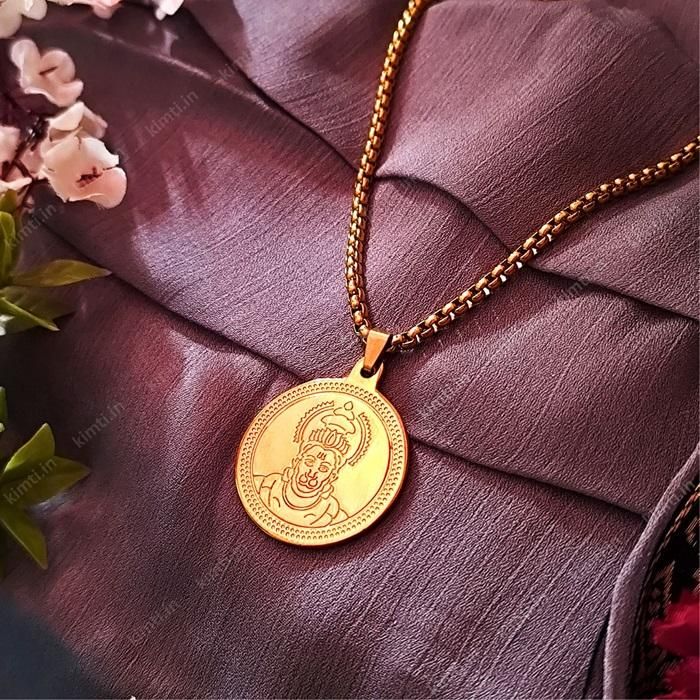 Gold Plated Hanuman Locket With Chain – Ramdev art fashion jewellery