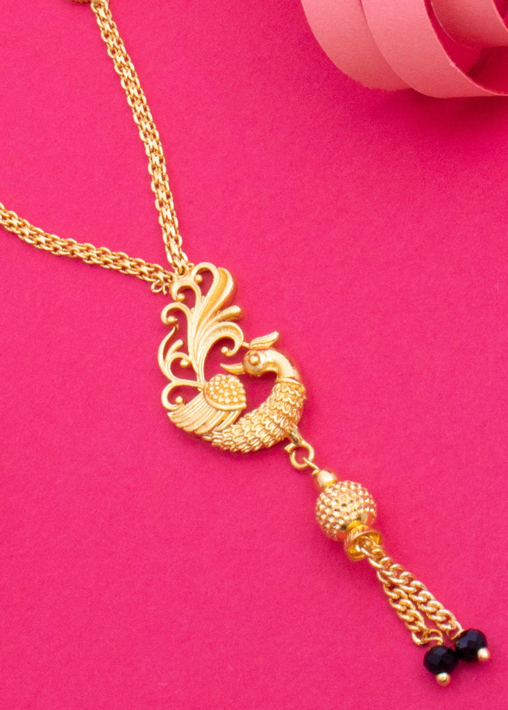 Peacock Design Gold-Plated Brass Mangalsutra Necklace for Women
