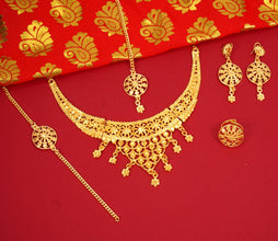 Gold Plated Brass Stylish Jewellery Set For Women and Girls