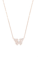 Rose Gold Charming Diamond Butterfly Necklace For Women & Girls