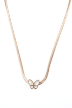 Stainless Steel Rose Gold Plated Butterfly Shape Pendant Chain Necklace For Women and Girls