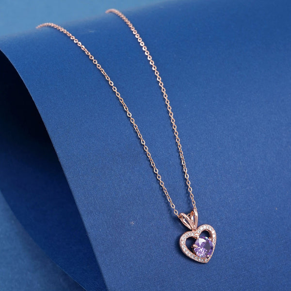 Rose Gold Heart Necklace Chain Pendant For Women and Girls