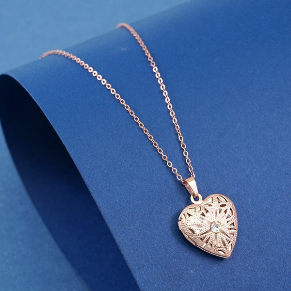 Rose Gold Heart Shape Necklace Chain For Women and Girls