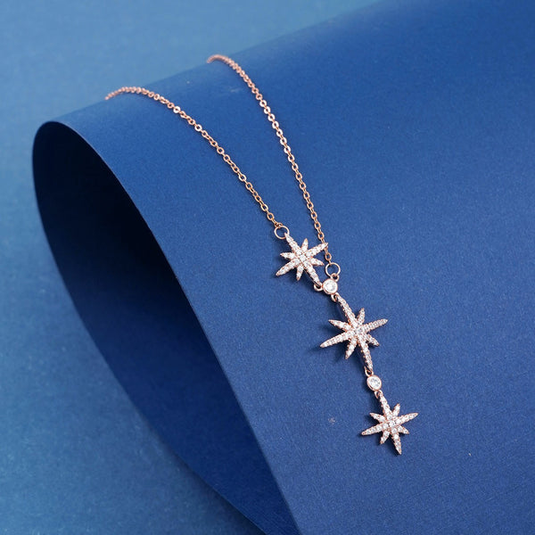 Rose Gold Multiple Stars Designs Necklace Chain Pendant For Women and Girls